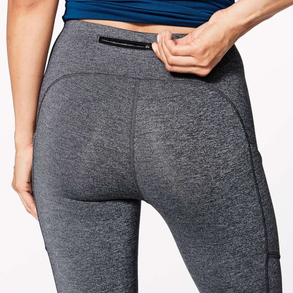 Lululemon Heathered Black Speed Up Crop 21" 2 - Picture 7 of 7